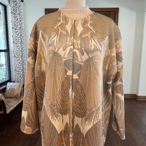 Zara Long Cardigan Coat Coatigan Duster in floral, gold print NWOT Size M - Picture 9 of 14